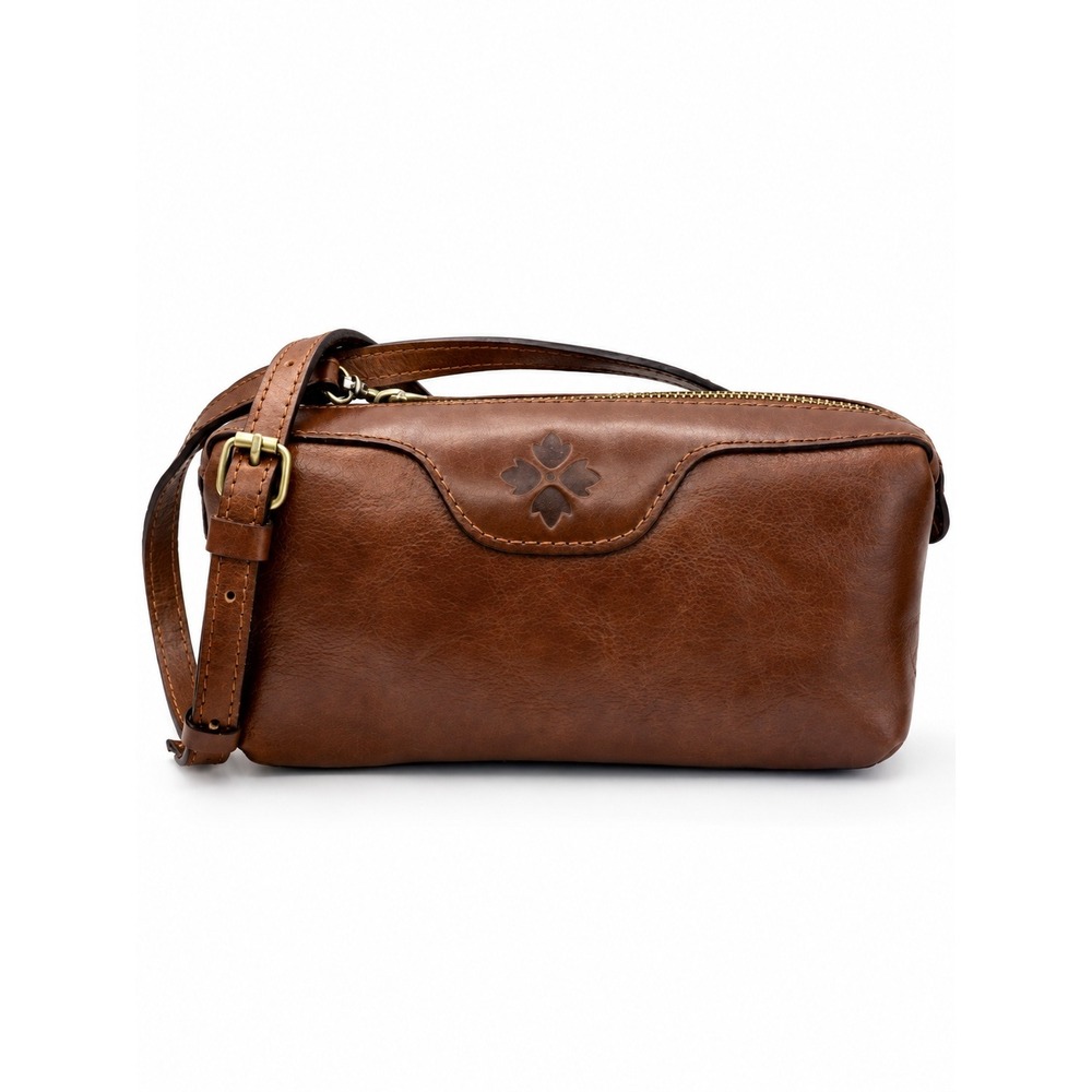Patricia Nash Joliet Crossbody East West Clutch Women Cognac Boxy Pouch NWT